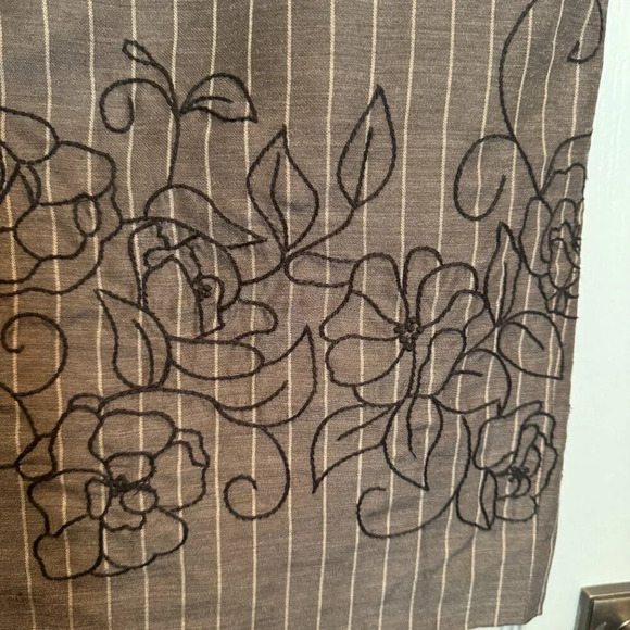 VTG Due Per Due Skirt Size 10 Gray Silk Wool Pinstripe Embroidered Floral Y2K - Picture 5 of 12